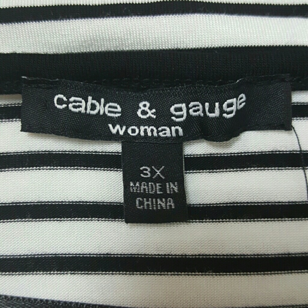 Cable & Gauge top tunic short sleeve stripes women size 3x - Picture 5 of 7